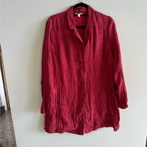 💯 Linen Eileen Fisher Women's Red Jacket